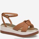 Shoes Cognac Faux Leather Upper XB6RX1233 Johnston & Murphy Women Grace Woven Sandal