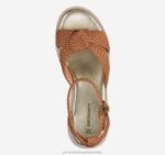 Shoes Cognac Faux Leather Upper XB6RX1233 Johnston & Murphy Women Grace Woven Sandal - Image 4
