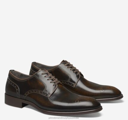 Shoes Cognac Italian Calfskin XB6RX209 Johnston & Murphy Men Flynn Plain Toe