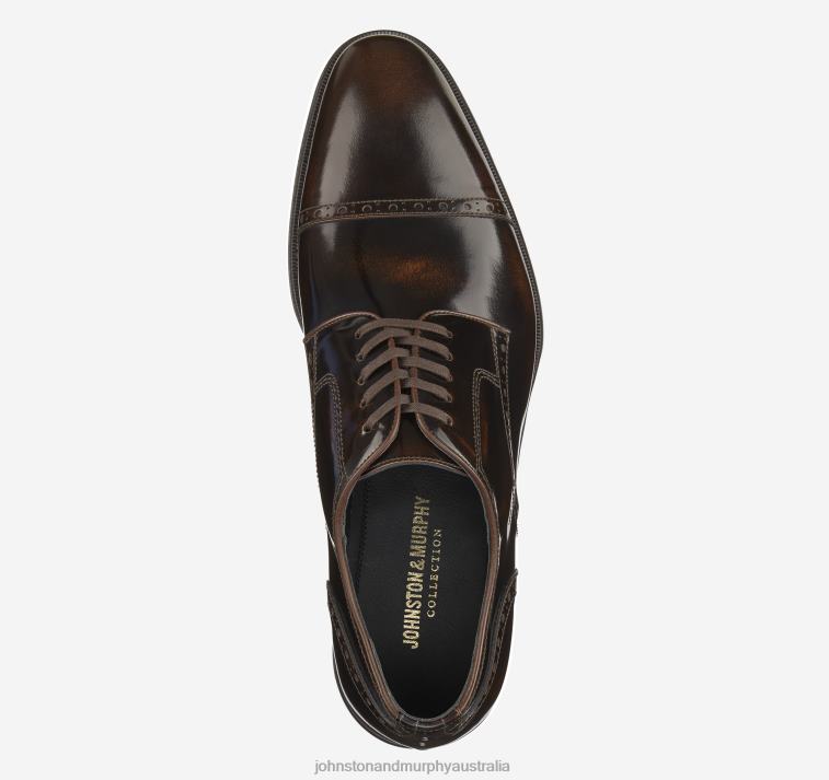 Shoes Cognac Italian Calfskin XB6RX322 Johnston & Murphy Men Flynn Cap Toe - Image 2
