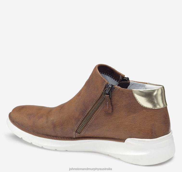 Shoes Cognac Italian Washed Sheepskin XB6RX1228 Johnston & Murphy Women Emery Zip Bootie - Image 2