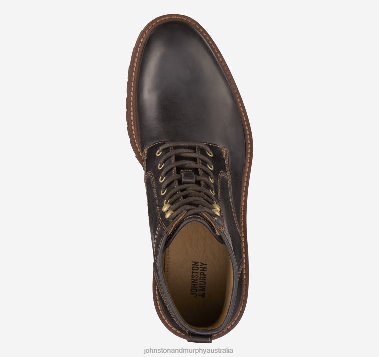 Shoes Dark Brown Full Grain XB6RX336 Johnston & Murphy Men Barrett Plain Toe Boot - Image 2