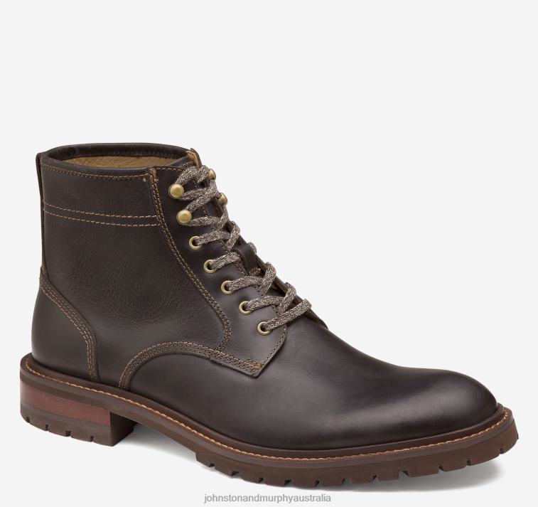 Shoes Dark Brown Full Grain XB6RX336 Johnston & Murphy Men Barrett Plain Toe Boot - Image 5