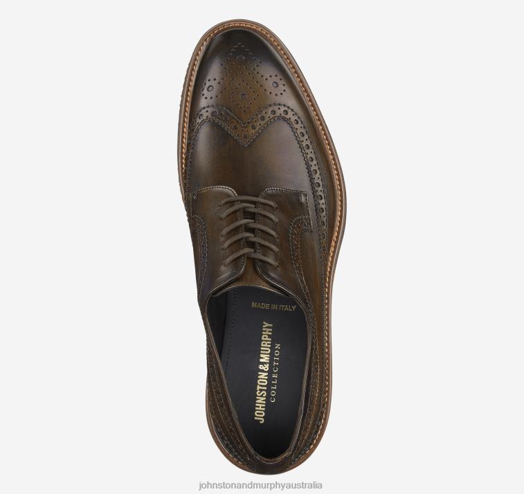Shoes Dark Brown Italian Calfskin XB6RX198 Johnston & Murphy Men Jameson Longwing - Image 2