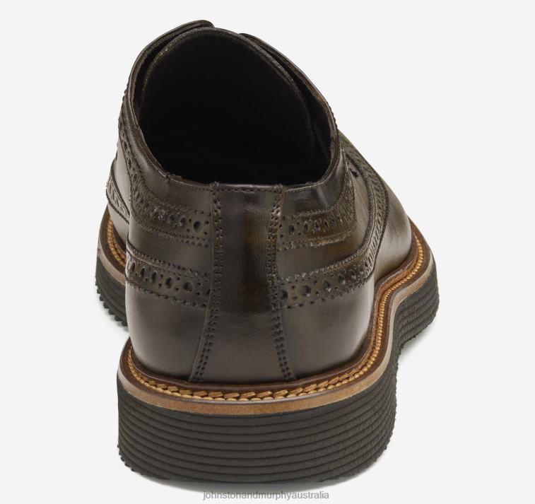 Shoes Dark Brown Italian Calfskin XB6RX198 Johnston & Murphy Men Jameson Longwing - Image 3