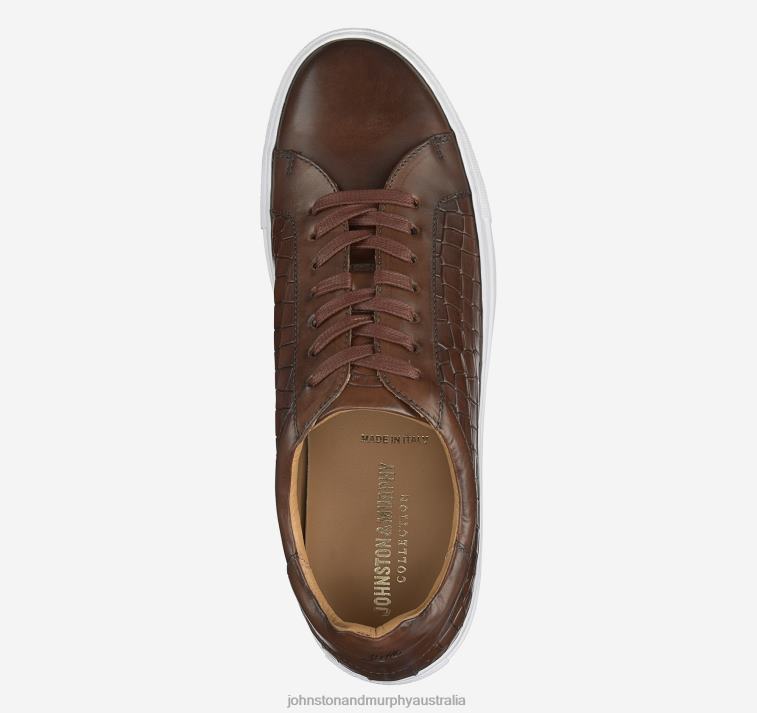 Shoes Dark Tan Croc-Embossed Italian Calfskin XB6RX386 Johnston & Murphy Unisex Jake Lace-To-Toe - Image 2