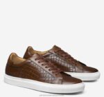 Shoes Dark Tan Croc-Embossed Italian Calfskin XB6RX386 Johnston & Murphy Unisex Jake Lace-To-Toe