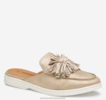 Shoes Gold Metallic Kid Suede XB6RX1208 Johnston & Murphy Women Darlene Fringed Mule