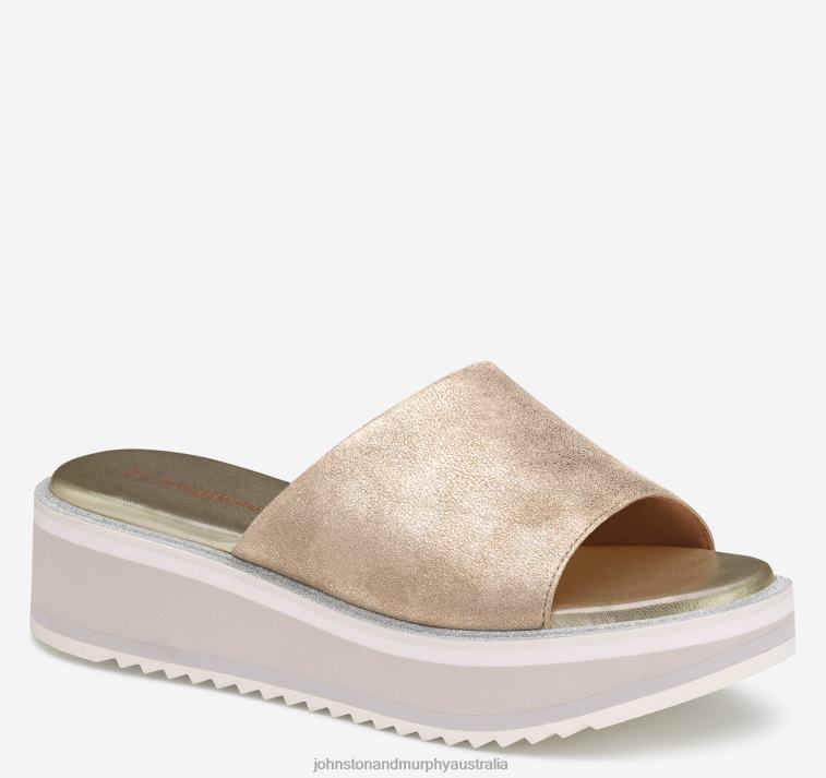 shoes_gold_metallic_kid_suede_xb6rx1214_johnston_murphy_women_grace_slide.jpg Shoes Gold Metallic Kid Suede XB6RX1214 Johnston & Murphy Women Grace Slide - Image 1