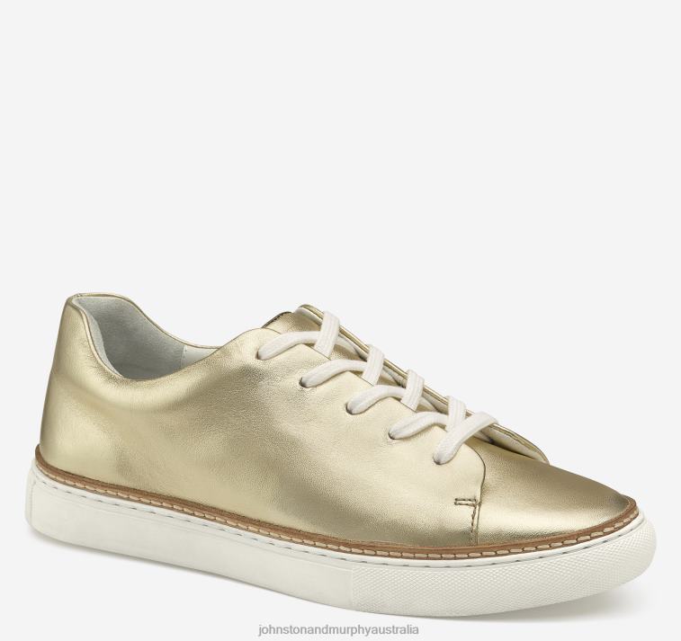Shoes Gold Metallic Sheepskin XB6RX1257 Johnston & Murphy Women Callie Lace-to-Toe - Image 1