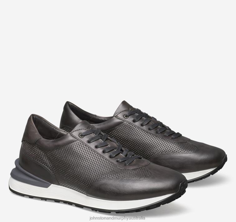 Shoes Graphite Italian Calfskin XB6RX355 Johnston & Murphy Men Briggs Perfed U-Throat - Image 1