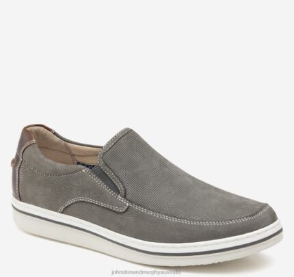 Shoes Gray Embossed Tumbled Nubuck XB6RX177 Johnston & Murphy Men Bowling Moc Venetian