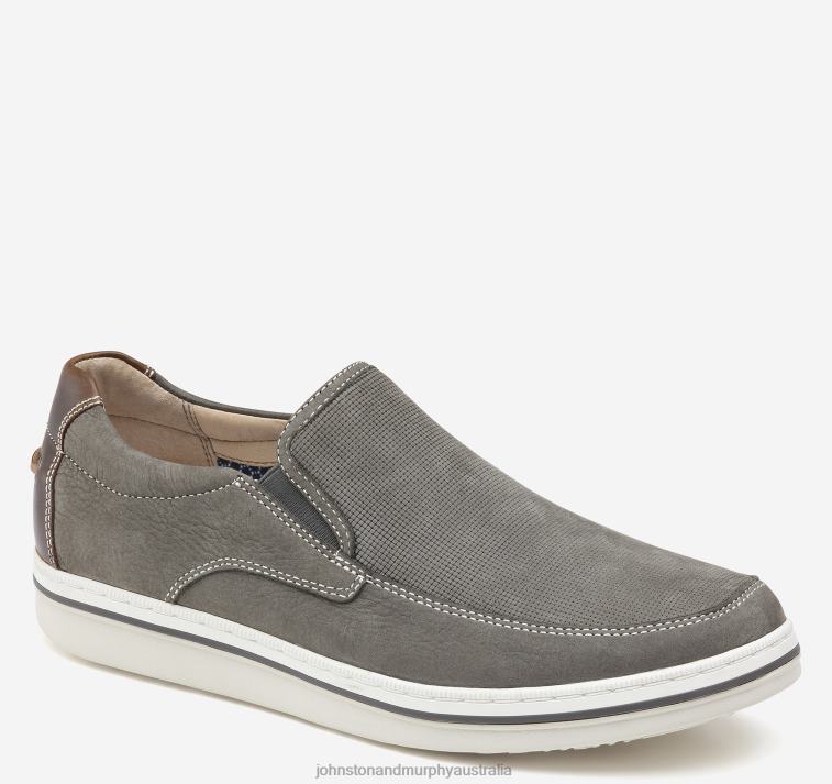 Shoes Gray Embossed Tumbled Nubuck XB6RX177 Johnston & Murphy Men Bowling Moc Venetian - Image 1