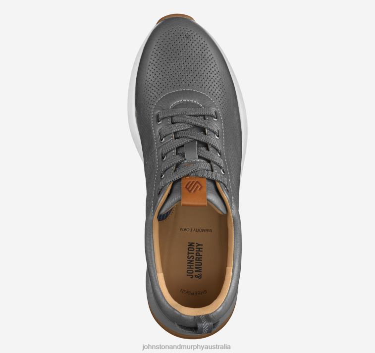 Shoes Gray Full Grain XB6RX327 Johnston & Murphy Men Kinnon Perfed Jogger - Image 2