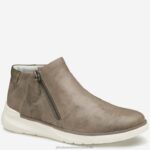 Shoes Gray Italian Washed Sheepskin XB6RX1260 Johnston & Murphy Women Emery Zip Bootie
