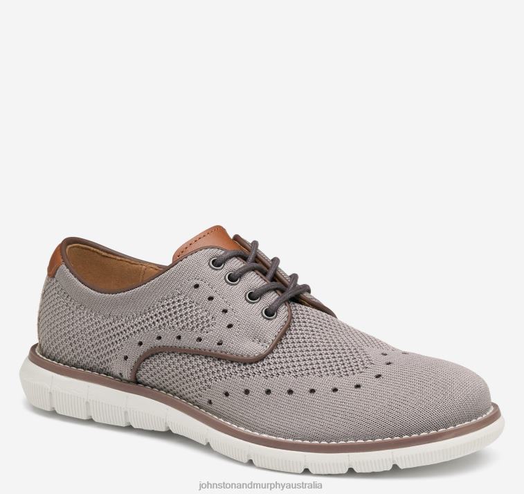 Shoes Gray Knit XB6RX1350 Johnston & Murphy Boy Big Kid Holden Knit Wingtip - Image 1