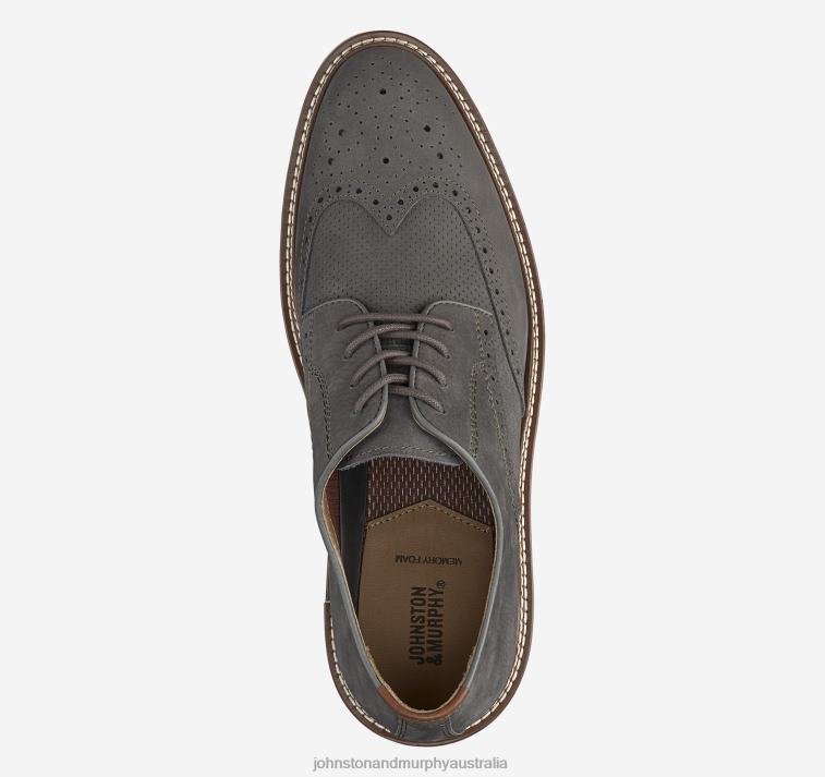 Shoes Gray Nubuck XB6RX245 Johnston & Murphy Men Upton Embossed Wingtip - Image 2