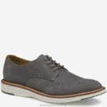 Shoes Gray Nubuck XB6RX245 Johnston & Murphy Men Upton Embossed Wingtip