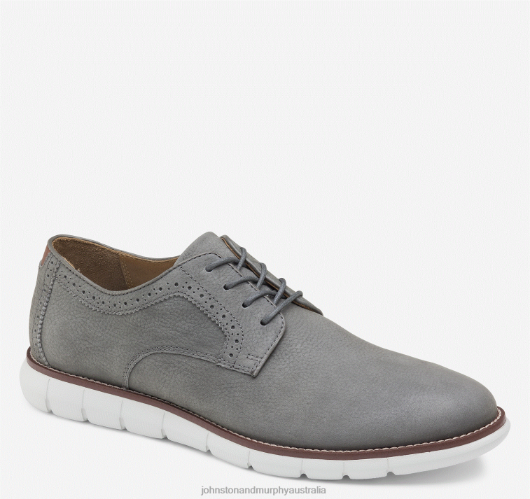 Shoes Gray Tumbled Nubuck XB6RX141 Johnston & Murphy Men Holden Plain Toe - Image 1