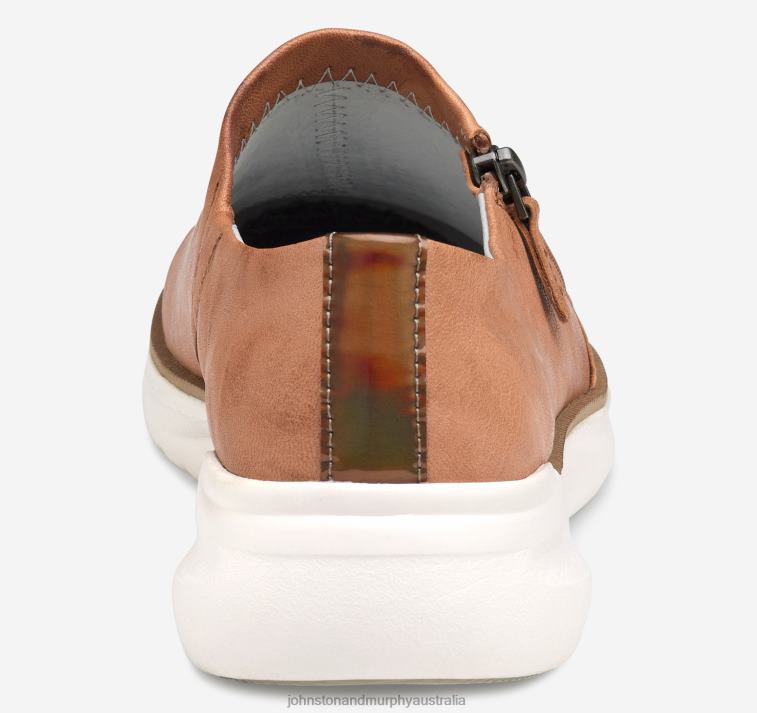 Shoes Light Tan Washed Sheepskin XB6RX1219 Johnston & Murphy Women Emery Zip Sneaker - Image 3