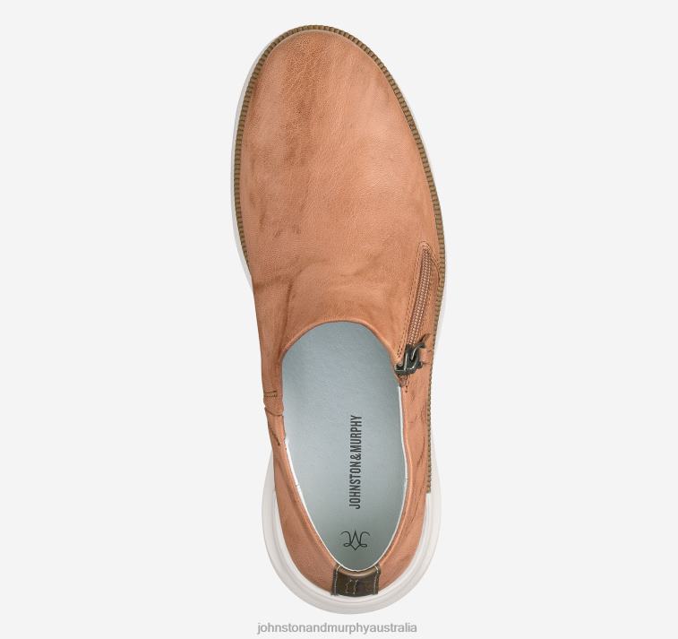 Shoes Light Tan Washed Sheepskin XB6RX1219 Johnston & Murphy Women Emery Zip Sneaker - Image 4
