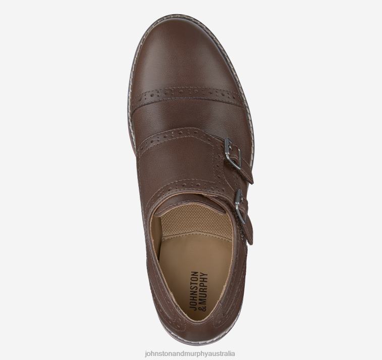 Shoes Mahogany Full Grain XB6RX1353 Johnston & Murphy Boy Big Kid Conard Double-Buckle Monk Strap - Image 2