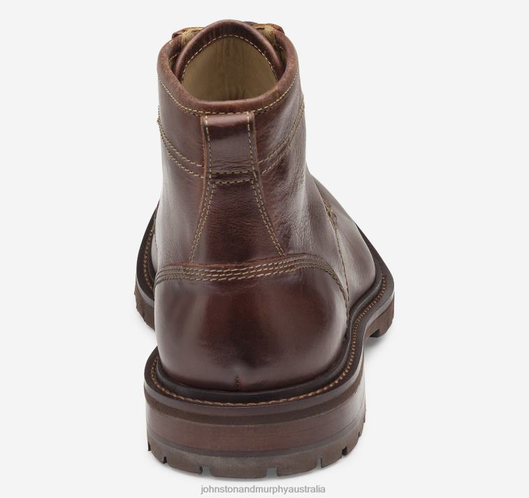 Shoes Mahogany Full Grain XB6RX254 Johnston & Murphy Men Barrett Moc Toe Boot - Image 3