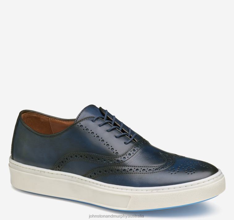 Shoes Navy Full Grain XB6RX359 Johnston & Murphy Men Hollins Wingtip - Image 1