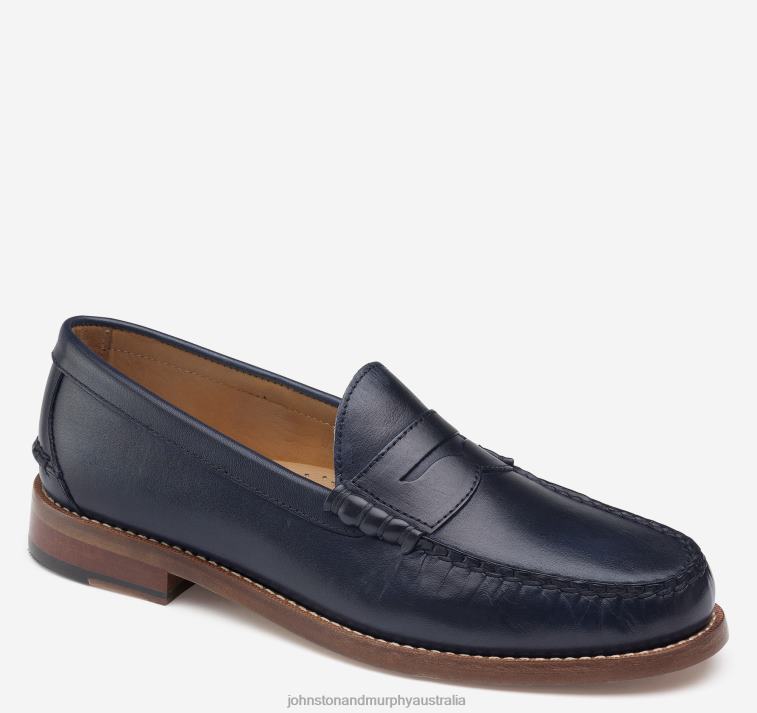 shoes_navy_full_grain_xb6rx362_johnston_murphy_men_halstead_penny.jpg Shoes Navy Full Grain XB6RX362 Johnston & Murphy Men Halstead Penny - Image 1