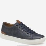 Shoes Navy Italian Washed Sheepskin XB6RX169 Johnston & Murphy Men Banks Lace-to-Toe