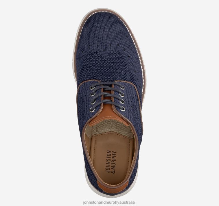 Shoes Navy Knit XB6RX1349 Johnston & Murphy Boy Big Kid Holden Knit Wingtip - Image 2