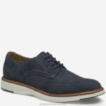 Shoes Navy Nubuck XB6RX246 Johnston & Murphy Men Upton Embossed Wingtip