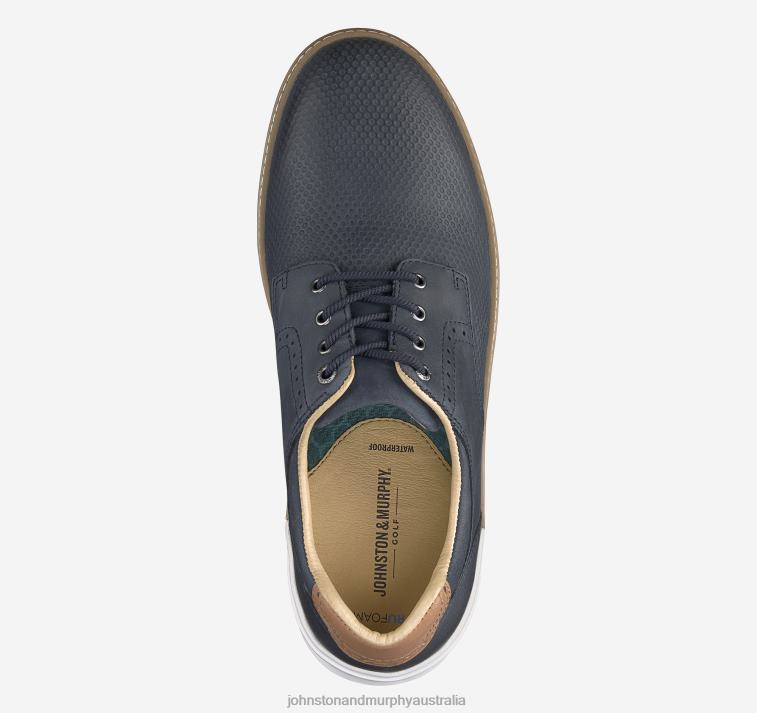Shoes Navy Oiled Embossed Full Grain XB6RX158 Johnston & Murphy Men McGuffey GL2 Hybrid Plain Toe - Image 2