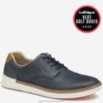 Shoes Navy Oiled Embossed Full Grain XB6RX158 Johnston & Murphy Men McGuffey GL2 Hybrid Plain Toe