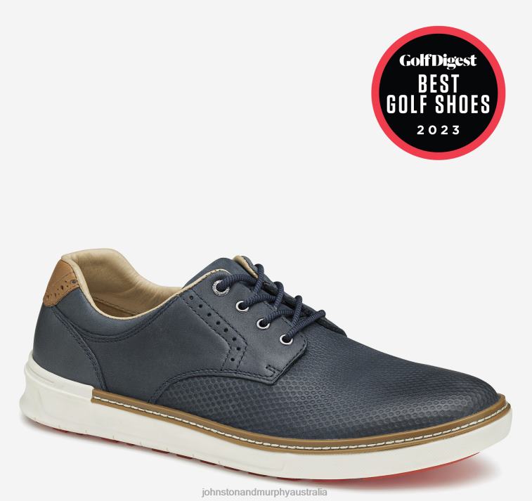 Shoes Navy Oiled Embossed Full Grain XB6RX158 Johnston & Murphy Men McGuffey GL2 Hybrid Plain Toe - Image 1