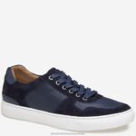 Shoes Navy Suede/Washed Sheepskin XB6RX82 Johnston & Murphy Men Banks U-Throat