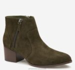 Shoes Olive Suede XB6RX1267 Johnston & Murphy Women Trista Double-Zip Bootie