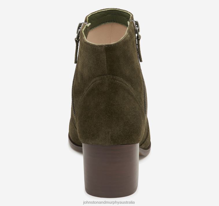 Shoes Olive Suede XB6RX1267 Johnston & Murphy Women Trista Double-Zip Bootie - Image 3