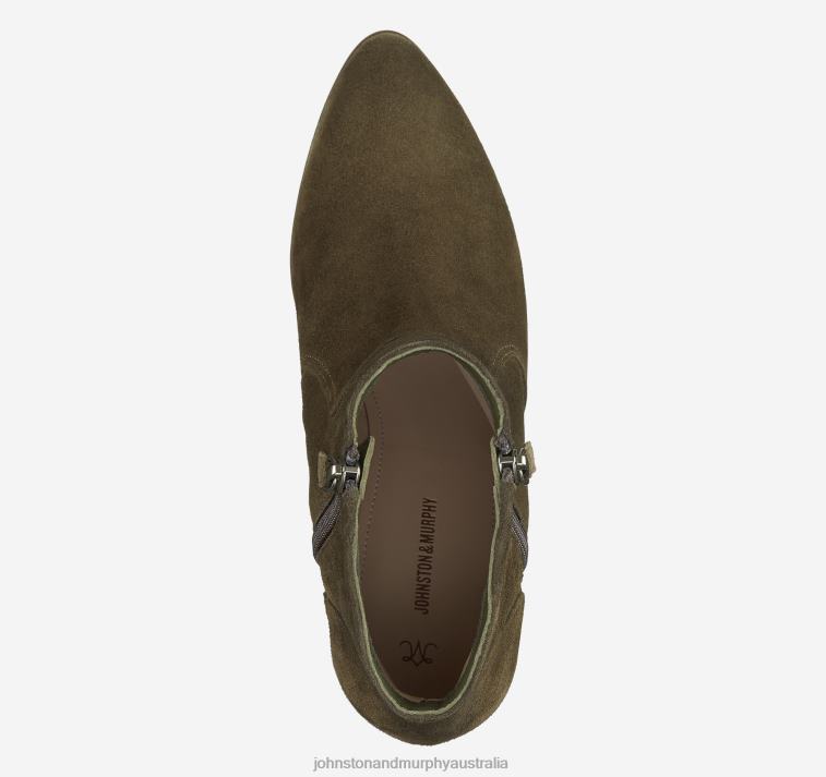Shoes Olive Suede XB6RX1267 Johnston & Murphy Women Trista Double-Zip Bootie - Image 4