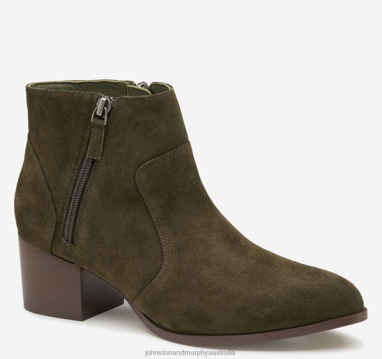 shoes_olive_suede_xb6rx1267_johnston_murphy_women_trista_double_zip_bootie.jpg Shoes Olive Suede XB6RX1267 Johnston & Murphy Women Trista Double-Zip Bootie - Image 1