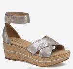 Shoes Pewter Metallic Kid Suede XB6RX1191 Johnston & Murphy Women Gigi Cross-Band Sandal