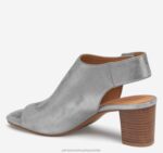 Shoes Pewter Metallic Kid Suede XB6RX1224 Johnston & Murphy Women Evelyn Open-Toe Bootie - Image 2