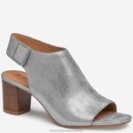 Shoes Pewter Metallic Kid Suede XB6RX1224 Johnston & Murphy Women Evelyn Open-Toe Bootie