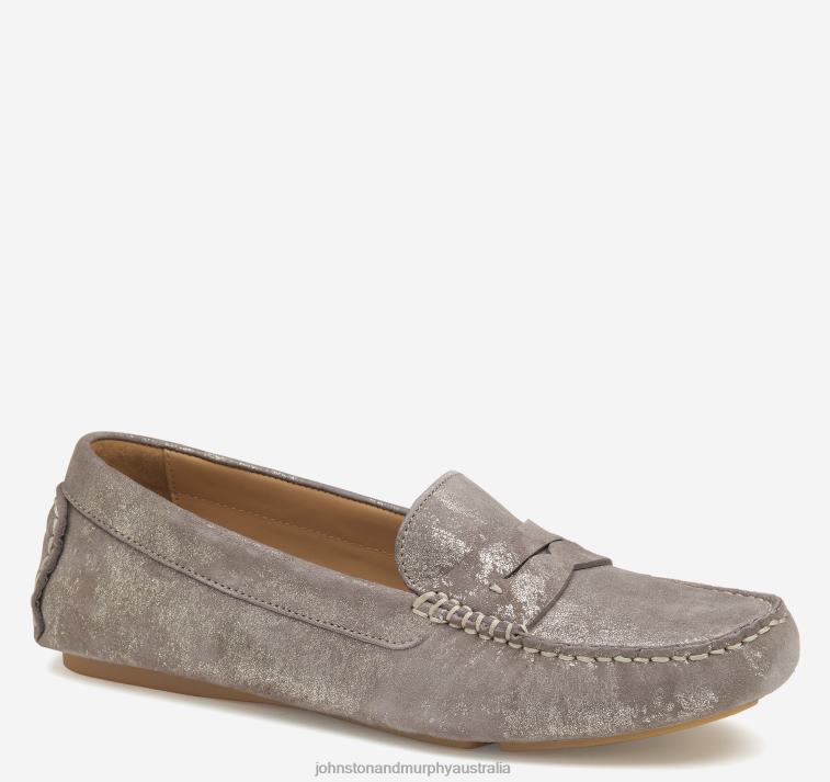 shoes_pewter_metallic_kid_suede_xb6rx1248_johnston_murphy_women_maggie_penny.jpg Shoes Pewter Metallic Kid Suede XB6RX1248 Johnston & Murphy Women Maggie Penny - Image 1