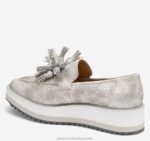 Shoes Silver Metallic Kid Suede XB6RX1202 Johnston & Murphy Women Gracelyn Perfed Tassel Slip-On - Image 2