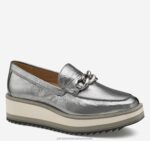 Shoes Silver Metallic Sheepskin XB6RX1261 Johnston & Murphy Women Gracelyn Chain Loafer