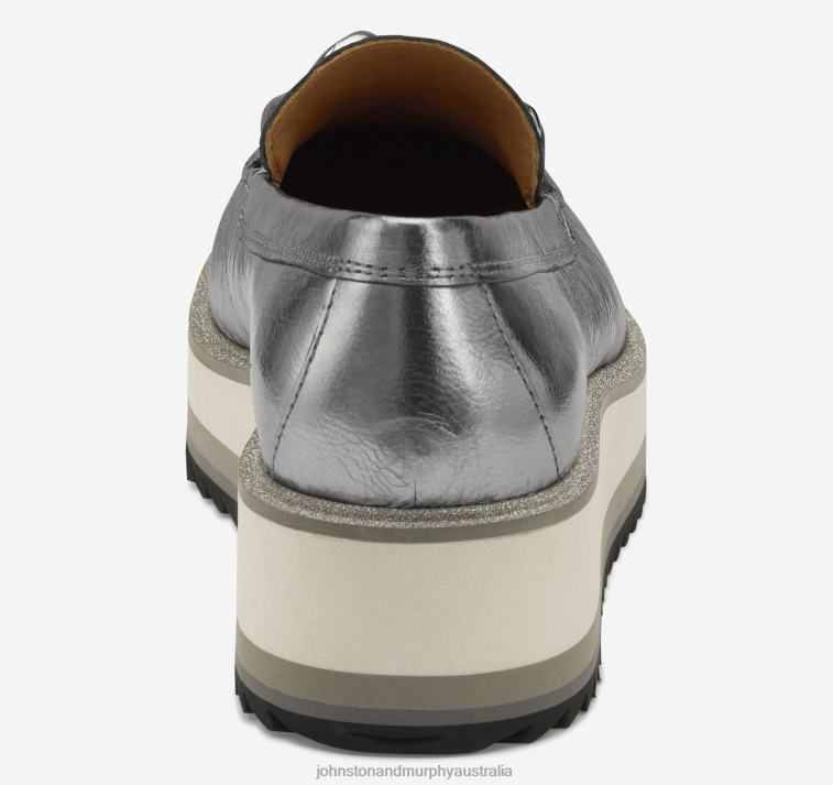 Shoes Silver Metallic Sheepskin XB6RX1261 Johnston & Murphy Women Gracelyn Chain Loafer - Image 3