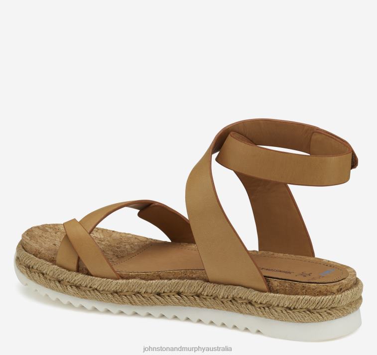 Shoes Tan Calfskin XB6RX1186 Johnston & Murphy Women Michelle Ankle-Strap Thong Sandal - Image 2