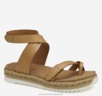 Shoes Tan Calfskin XB6RX1186 Johnston & Murphy Women Michelle Ankle-Strap Thong Sandal