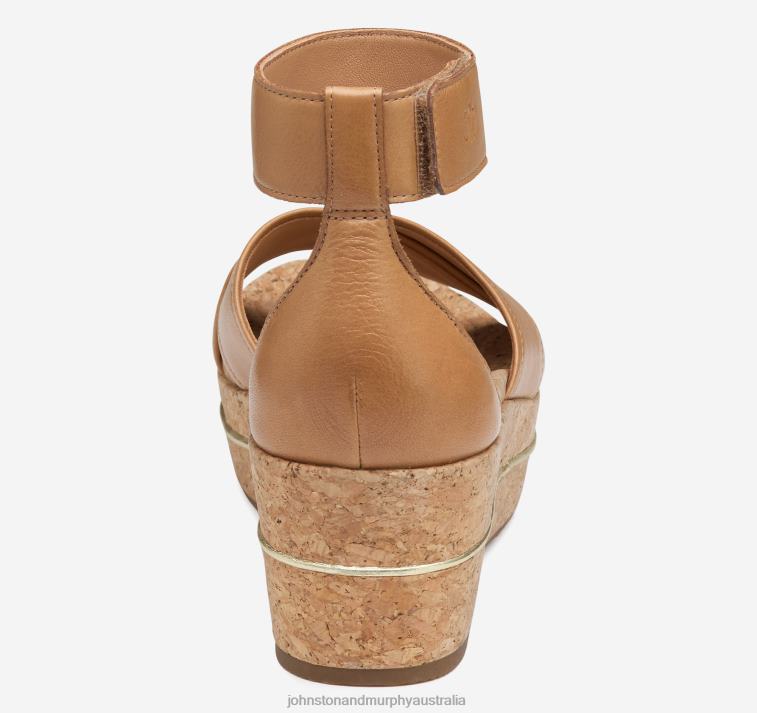 Shoes Tan Calfskin XB6RX1192 Johnston & Murphy Women Gigi Cross-Band Sandal - Image 3
